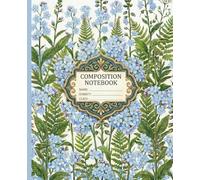 Forget-Me-Not Flowers Realistic Composition Notebook: Botanical Theme with Fine Grey Lined Sheets Standard Size