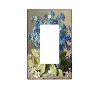 Forget-Me-Nots - Cubierta de interruptor de luz basculante individual, diseño floral impresionista, hojas pétalos, primavera, azul, plástico, tamaño estándar, placas de pared decorativas para sala de