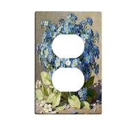 Forget-Me-Nots - Placa de pared dúplex con hojas impresionistas florales, pétalos de plástico azul primavera, tamaño estándar para tomas de corriente para dormitorio, baño, cocina, decoración de