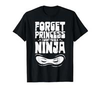 Forget Princess I Want To Be a Ninja Camiseta gráfica económica, Hombre, Negro, M