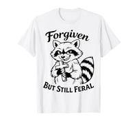 Forgiven But Still Feral Raccoon Christian Cute Quote Camiseta