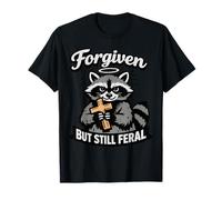 Forgiven But Still Feral Raccoon Christian Quote Camiseta