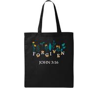 Forgiven John 3 16 - Bolsa de algodón ecológico natural, color negro, Black, Talla única