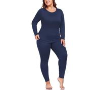 ForHailey Ropa Interior térmica de Manga Larga con Forro Polar para Mujer, Talla Grande, con Capa Base, Conjuntos de Parte Superior e Inferior, XL-5XL, Azul, XXXXL