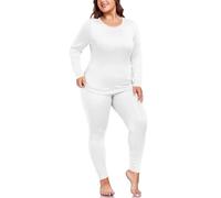 ForHailey Ropa interior térmica de talla grande para mujer, manga larga, forro polar, capa base, conjuntos de parte superior e inferior, Blanco, XXL