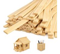 Forhandy 100 varillas de madera para manualidades, 9 x 3 mm, juego de varillas de madera natural, listones de madera para bricolaje y manualidades, renovación del hogar, modelismo, agitador de pintura