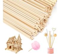 Forhandy 200 piezas de varillas de algodón de azúcar de 300 mm, palillos de madera largos y redondos, varillas de madera para manualidades, bastones de azúcar para artesanía, maderas redondas para