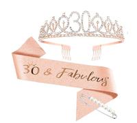 Forhandy Cumpleaños corona niña, 30.Diamond Crown, Plástico, Diamante rosa