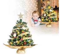 Forhandy Mini árbol de Navidad de 60 cm, pequeño árbol de Navidad con iluminación LED, árbol de Navidad artificial con punta de estrella, decoración de Navidad rojo para Navidad y Año Nuevo, casa u