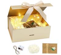 Forhandy regalo caja+bolsa+cinta+luz, caja magnética, regalo para boda, cumpleaños (dorado, M)