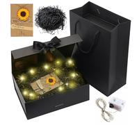 Forhandy regalo con lazo, L, bolsa+cinta+luz, magnética, regalo para boda, cumpleaños (negro, L)