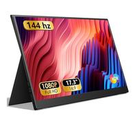 ForHelp Monitor portátil de 17.3 pulgadas 1080P FHD 144Hz de borde estrecho, monitor para laptop, USB C, HDMI, computadora de juegos, pantalla IPS HDR, monitor de viaje para PC, Mac, teléfono, Xbox,