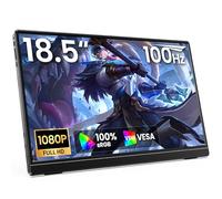 ForHelp - Monitor portátil de 18.5 pulgadas de 100 Hz, FHD 1080P IPS Monitor de viaje con soporte integrado y altavoces duales, visualización externa USB-C HDMI para computadora portátil, PC, teléfono