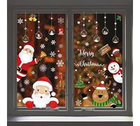 Forhome Pegatinas navideñas para ventana, 8 hojas, reutilizables, para decoración navideña, para ventana, Papá Noel, copos de nieve, para puertas, escaparates, vitrinas, frentes de cristal