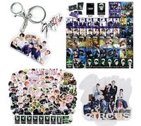Forhome Stray Kids Gift Set - 55 KPOP Stray Kids Photocards / 95 Stickers / 1 Llavero / 1 Tarjeta de pie de acrílico, Stray Kids Merch Photo Cards Fans Gift