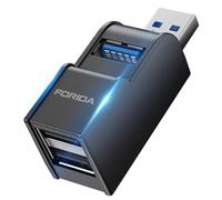 FORIDA Adaptador USB de 3 puertos, concentrador USB con USB 3.0 y adaptador USB doble, divisor USB portátil 1 en 3 salidas para Keyborad, disco duro móvil, disco U, cámara, mouse, etc. Accesorios para