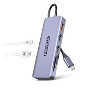 FORIDA Hub USB C, adaptador multipuerto USB C 7 en 1 para MacBook Pro/Air, USB C a HDMI Dongle con 4K HDMI, 1 USB 3.2 hasta 10Gbps, 2 USB 2.0, 100W PD, SD/TF para portátil y iPhone 15/15Pro