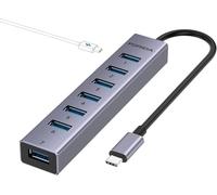 FORIDA Hub USB C de 8 puertos USB con 7 puertos de datos USB 3.0, divisor USBC de aleación de aluminio con puerto de alimentación tipo C de 5 V/3 A, compatible con MacBook, iPad, Surface Pro, XPS