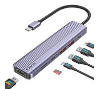 FORIDA Hub USB C, divisor USB C de 10 Gbps, 1 USB C 3.2 y 2 puertos de datos USB A 3.2, HDMI 4K a 60 Hz, PD de 100 W, lector de tarjetas Micro SD 3.0, para MacBook Air/Pro, Surface Pro, DELL, iPhone