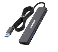 FORIDA Hub USB de 7 puertos, concentrador USB 3.0 multipuerto de aluminio con cable de 3.9 pies de largo, 4 USB-C 3.0 (5 Gbps), 2 puertos USB-A 2.0 y 1 puerto de alimentación tipo C de 5 V, extensor