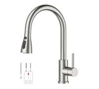 FORIOUS Grifo Cocina Extraíble De Baja Presión, Grifo De Cocina Desmontable, Giro De 360°, Adecuado Para Calderas Y Dispositivos Bajo Fregadero, Acero Inoxidable