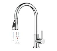 FORIOUS Grifo Cocina Fregadero De Baja Presión, Grifo De Cocina Desmontable, Giro De 360°, Adecuado Para Calderas Y Dispositivos Bajo Fregadero, Cromo Pulido