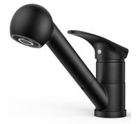 FORIOUS Grifo Cocina Negro, Grifos Cocina Fregadero, Acero Inoxidable, Mezclador Torneira Cozinha Monomando Giratorio 360° Para un Orificio