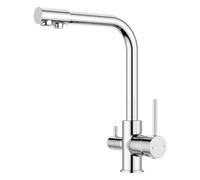 FORIOUS Grifo Osmosis 3 Vias, Grifos Cocina Fregadero de Dos Asas, 360° Monomando Torneira Cozinha con Para Caño de Agua Matt, Cromo Pulido