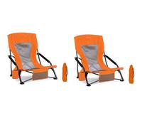 Foristrail Juego de 2 sillas de playa al aire libre para adultos, portátiles, ligeras, con respaldo bajo, con soporte para tazas, capacidad de 300 libras, silla de camping para patio, césped