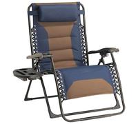 Foristrail Zero Gravity - Silla reclinable Acolchada de Gran tamaño con reposacabezas Ajustable y portavasos, Silla Plegable Oxford 600D para Acampar al Aire Libre, Patio, Piscina (marrón y Azul)
