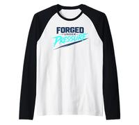 Forjado bajo presión: mentalidad Motivacional Fuerte Camiseta Manga Raglan