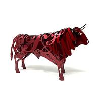 FORJASPORT Escultura Toro Bravo DE FORJA - Escultura Metálica Hecha a Mano - Toro - Figura de Hierro Decorativo para la Decoración del Hogar (Obra de Artesanía) (Rojo Cristal)