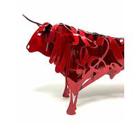 FORJASPORT Escultura Toro Bravo DE FORJA - Escultura Metálica Hecha a Mano - Toro - Figura de Hierro Decorativo para la Decoración del Hogar (Obra de Artesanía) (Rojo Cristal)
