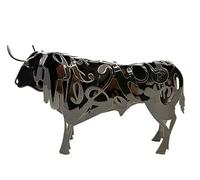 FORJASPORT Escultura Toro Bravo DE FORJA - Escultura Metálica Hecha a Mano - Toro - Figura de Hierro Decorativo para la Decoración del Hogar (Obra de Artesanía) Negro Cristal