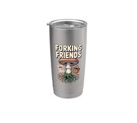 Forking Friends Wild Nature Hunting Hongos de búsqueda de hongos Vaso térmico de acero inoxidable de doble pared