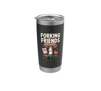Forking Friends Wild Nature Hunting Hongos de búsqueda de hongos Vaso térmico de acero inoxidable de doble pared