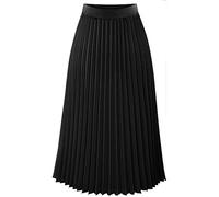 FORKIS Faldas elegantes faldas largas para mujer, lisas, plisadas, elegantes, con cintura elástica, falda negra, a, 36