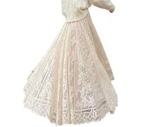 FORKIS Faldas vintage de encaje para mujer, estilo bohemio, cintura alta, huecas, para primavera, verano, a, Talla única