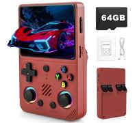 Forlarme RG36PRO Retro Video Game Console-Support 30000+ Classic Games,3.5" IPS Screen,Open Source System,64G TF Card,3000mAh Battery,Portable Console for Teen or Partner - Gift for Christmas - Red