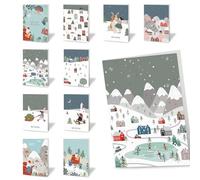 Forletter - Pack de 10 tarjetas de Navidad 11,5 x 17 cm, Paisajes