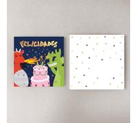 Forletter - Tarjeta de Felicitación, 15 x 15 cm, Dinosaurios