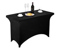 FORLIFE Fundas/manteles de Elastano, de Ajuste Universal para mesas rectangulares de 4 pies, para Patios, Bodas, Banquetes, Fiestas (4 pies, Negro)