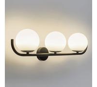 Forlight aplique de pared Sfera Triple, negro, cristal, ancho 58 cm