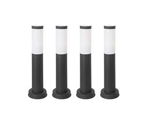 FORLIGHT Koral (4uds) Baliza Exterior para Jardín Resistente al Agua IP55. Poste de Luz para Sendero y Camino. Lámpara Bolardo de Acero Inoxidable Gris Urbano 23W. Farolillo Moderno Zonas de Paso
