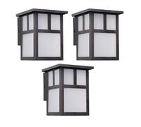 FORLIGHT Osaka (3 unidades) Aplique de Pared Exterior Rústico de Estilo Japonés. Farol de Pared para Bombilla E27. Lámpara de Pared para Jardín y Terraza IP23. Marrón Óxido