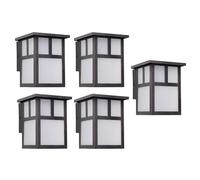 FORLIGHT Osaka (5 unidades) Aplique de Pared Exterior Rústico de Estilo Japonés. Farol de Pared para Bombilla E27. Lámpara de Pared para Jardín y Terraza IP23. Marrón Óxido