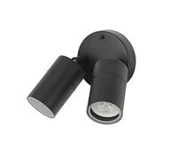 FORLIGHT Pixa - Aplique de Pared Exterior con 2 Focos Orientables GU10. Focos para Jardín y Terraza IP44. Color Negro