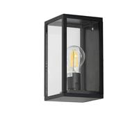 FORLIGHT PRISTOL Aplique de Pared para Exterior IP44 de Diseño Clásico. Iluminación de Terraza o Jardín para Bombilla Led E27. Aplique Rectangular de Aluminio y Cristal. Color Negro