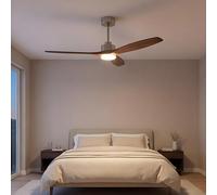FORLIGHT - Ventilador Stem Evo ø1320mm Acero, Cristal Niquel satinado palas Madera oscura, Arenado