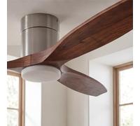 FORLIGHT - Ventilador Stem Evo ø1320mm Tube Acero, Cristal Niquel satinado palas Madera oscura, Arenado